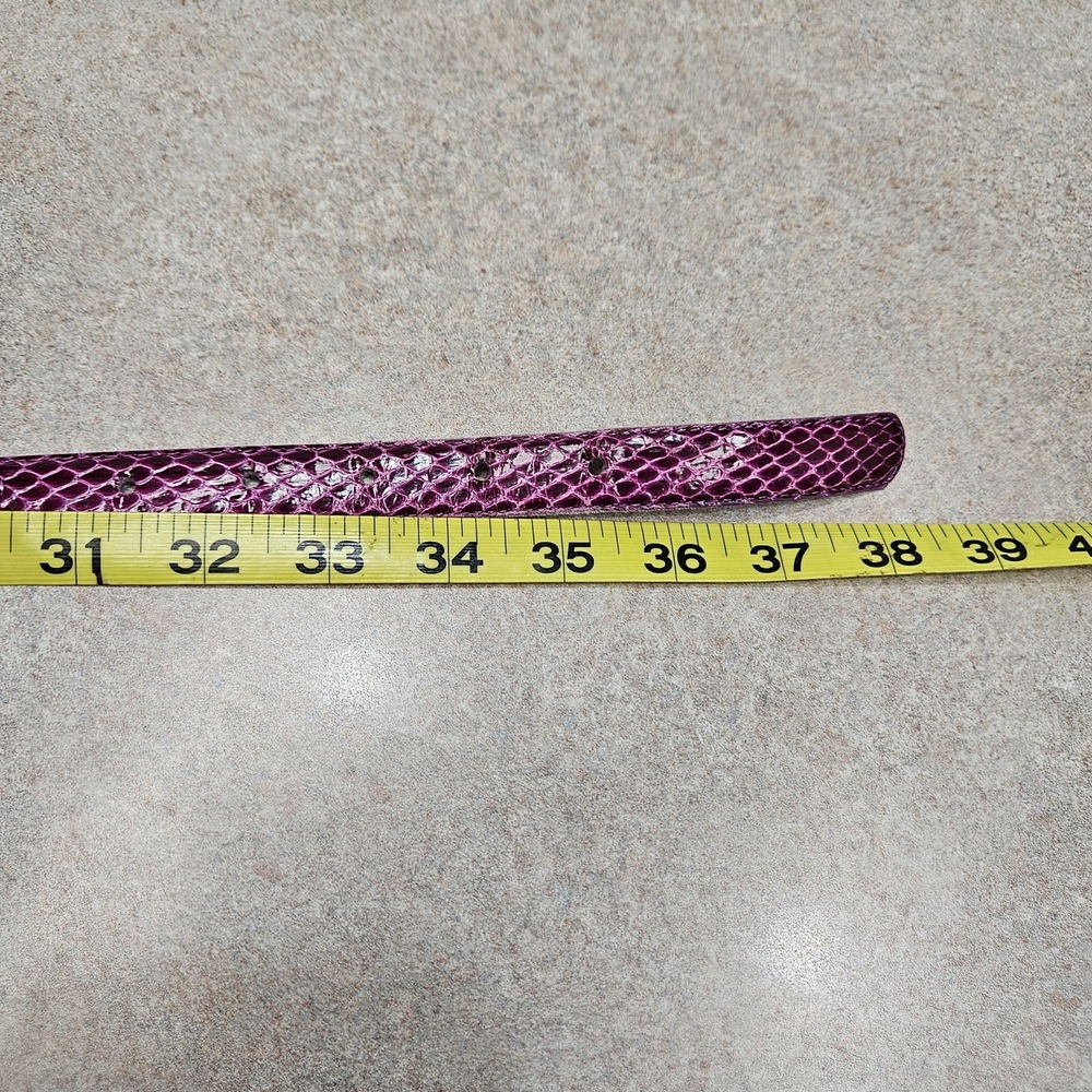 Genuine Snakeskin Thin Belt With Gold Buckle Purple L Basic Classic‎ Old Money - Picture 3 of 8